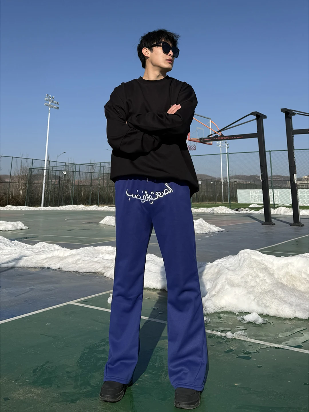 

Мужские спортивные брюки свободного кроя с арабской вышивкой, весенние, в американском стиле, повседневные, прямые, для тренировок