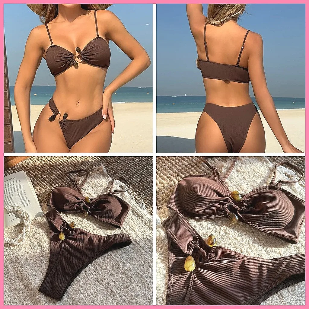 

Sexy Push Up Bikini Set: Solid Brazilian Swimwear for Women, Beach & Pool Bathing Suits