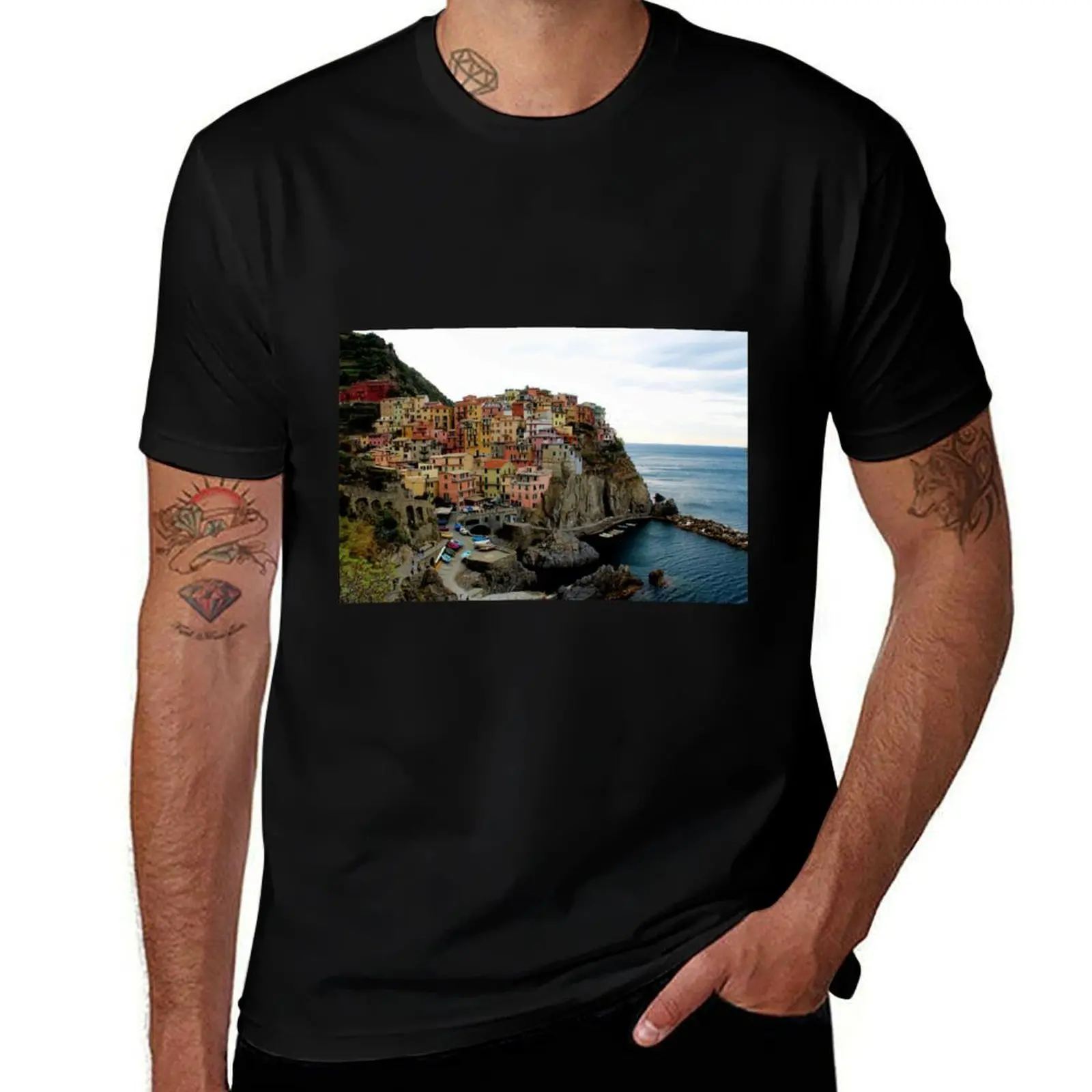 Cinque Terre, Italian Riviera T-Shirt Mechanic Work Tee Shirt