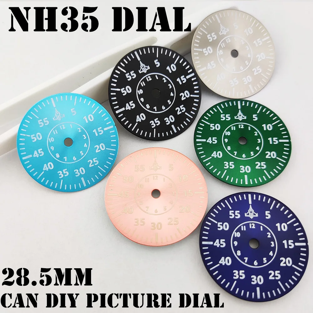 28.5mm Man\'s watch dial NH35 dial DIY logo custom creative Pilot dial suitable for SKX007/7S26/NH36/NH35 Automatic movement