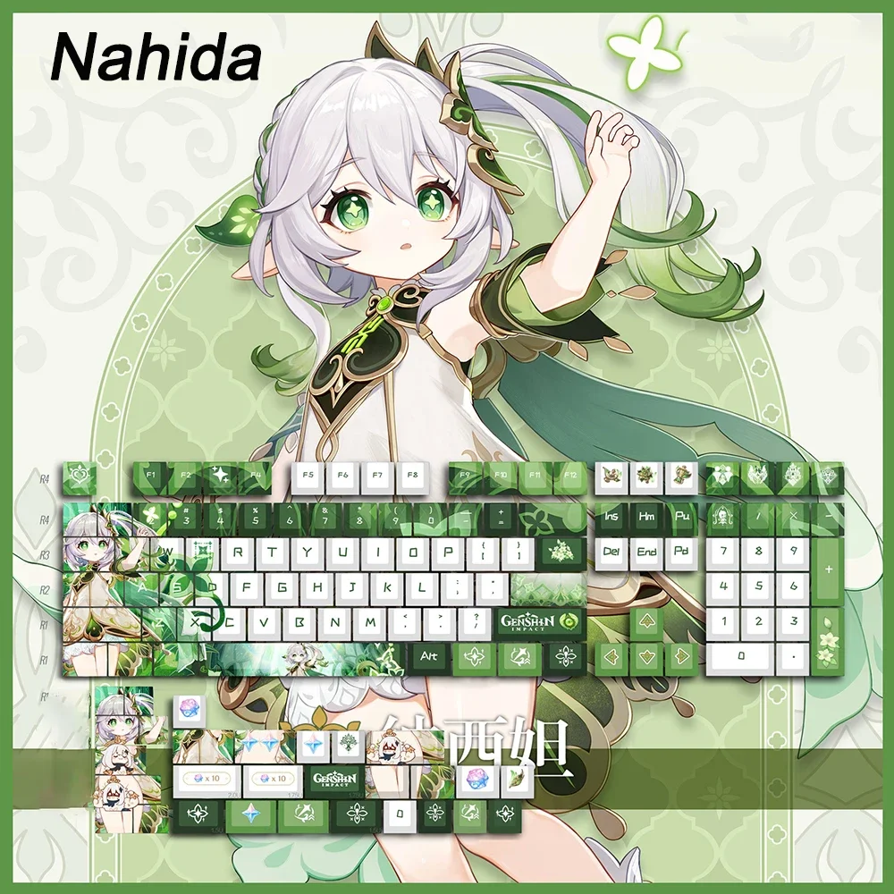 128 Tastenkappen für Genshin Impact und Honkai Impact 3, Cherry Anime Hu Tao Elysia PBT Cosplay Tastenkappen für MX-Schalter-Tastaturen – Detail 11
