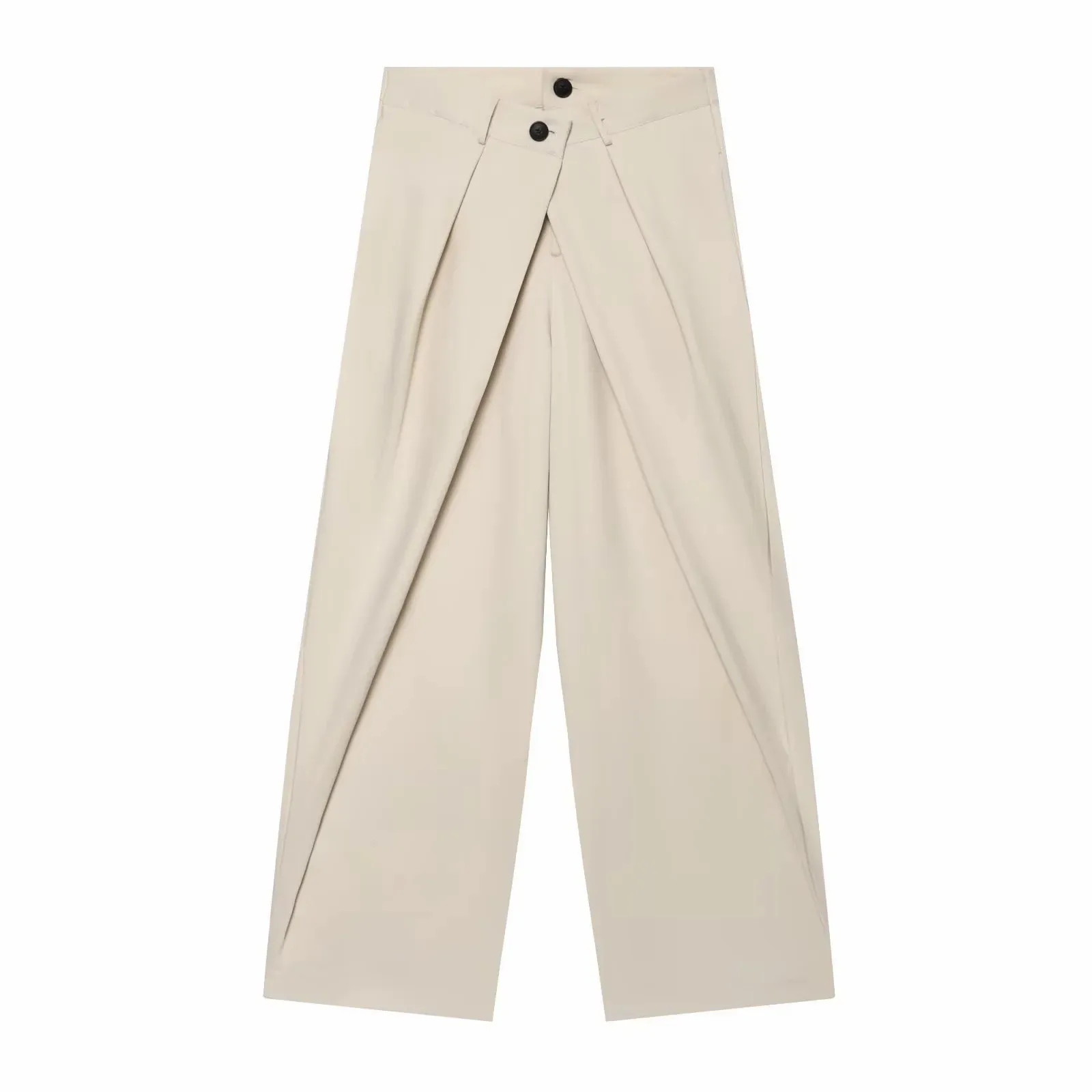 Damen High-Waist Weite Hosen Lässige Gestreifte Doppelknopf Elegante Loose-Fit Hosen – Detail 13