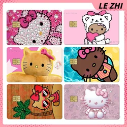 Adesivo per carta di debito di credito fai da te in pelle nera hawaiana Hello Kitty Adesivo per feste Decorazione Adesivo per pelle con piccola carta con chip impermeabile