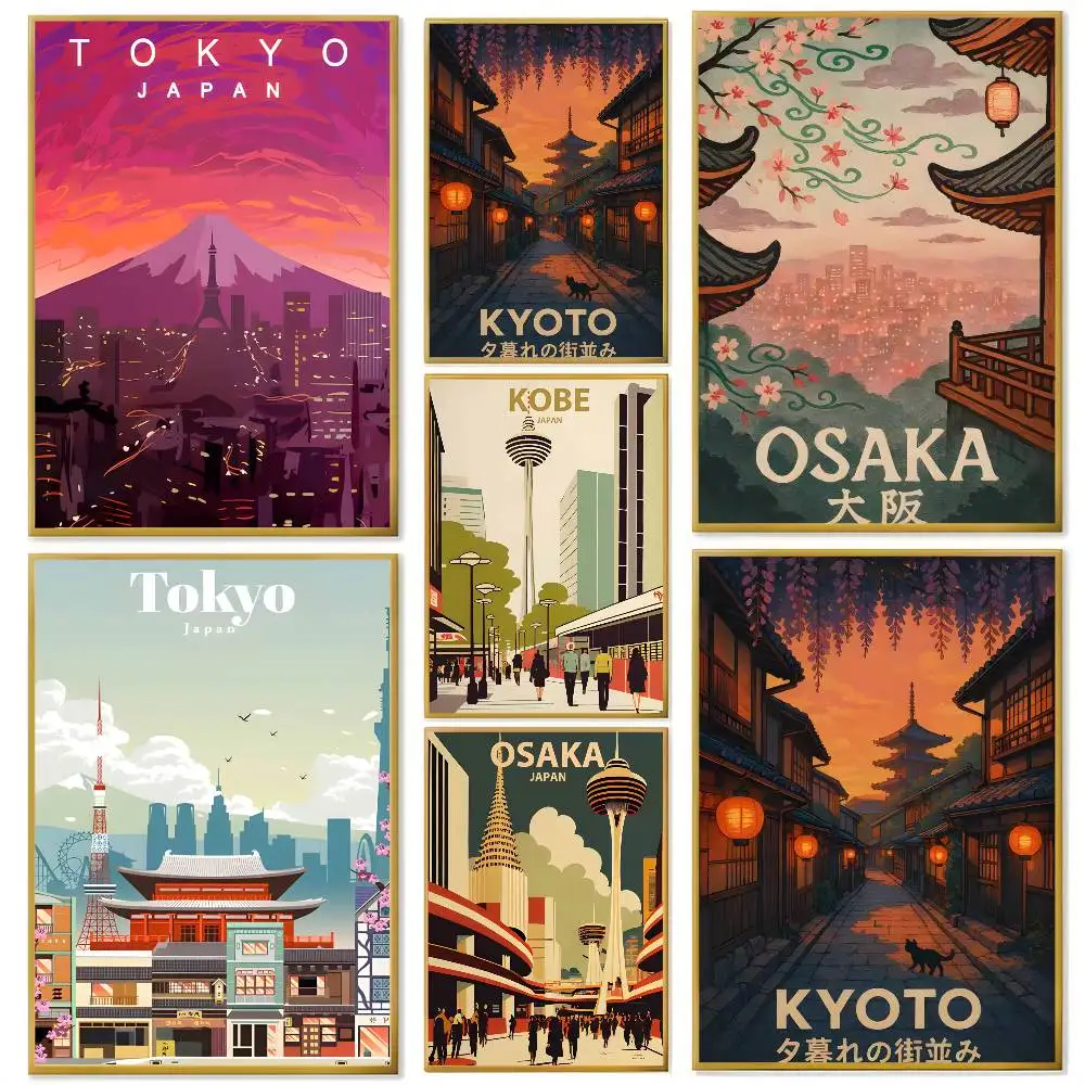 طوكيو باستيل مدينة ساخنة المشهد المشارك HD الفن لزجة جدار مقاوم للماء غرفة المعيشة المنزلي غرفة نوم بار الديكور الجمالي