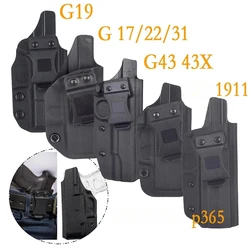 Cinturón interior táctico, fundas de transporte ocultas, GLOCK 17 19 22 26 31 43 43X, Clip para cinturón, bolsa para mano derecha de doble pila individual