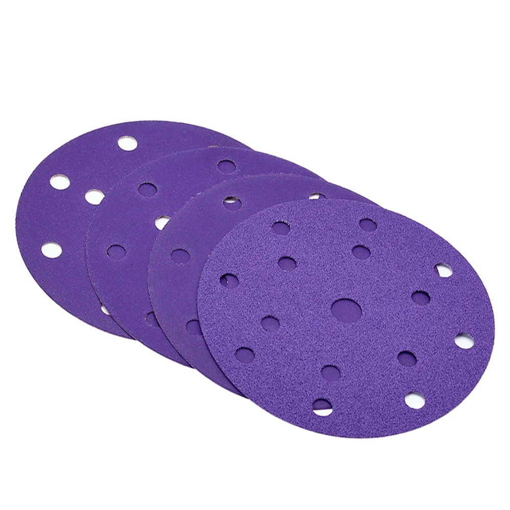 50PCS 6 Inch Ceramic Sanding Discs,6 Inch 15 Hole Hook and Loop Backing Sandpaper for DA Sander Wood Metal Paint Finish