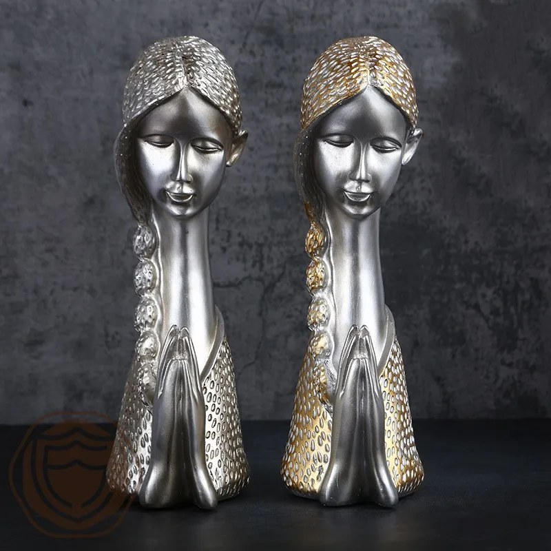 Nordic Bisque Statue Lady Decorative Item Homes Apartments Light Luxury Resin Gift  New House