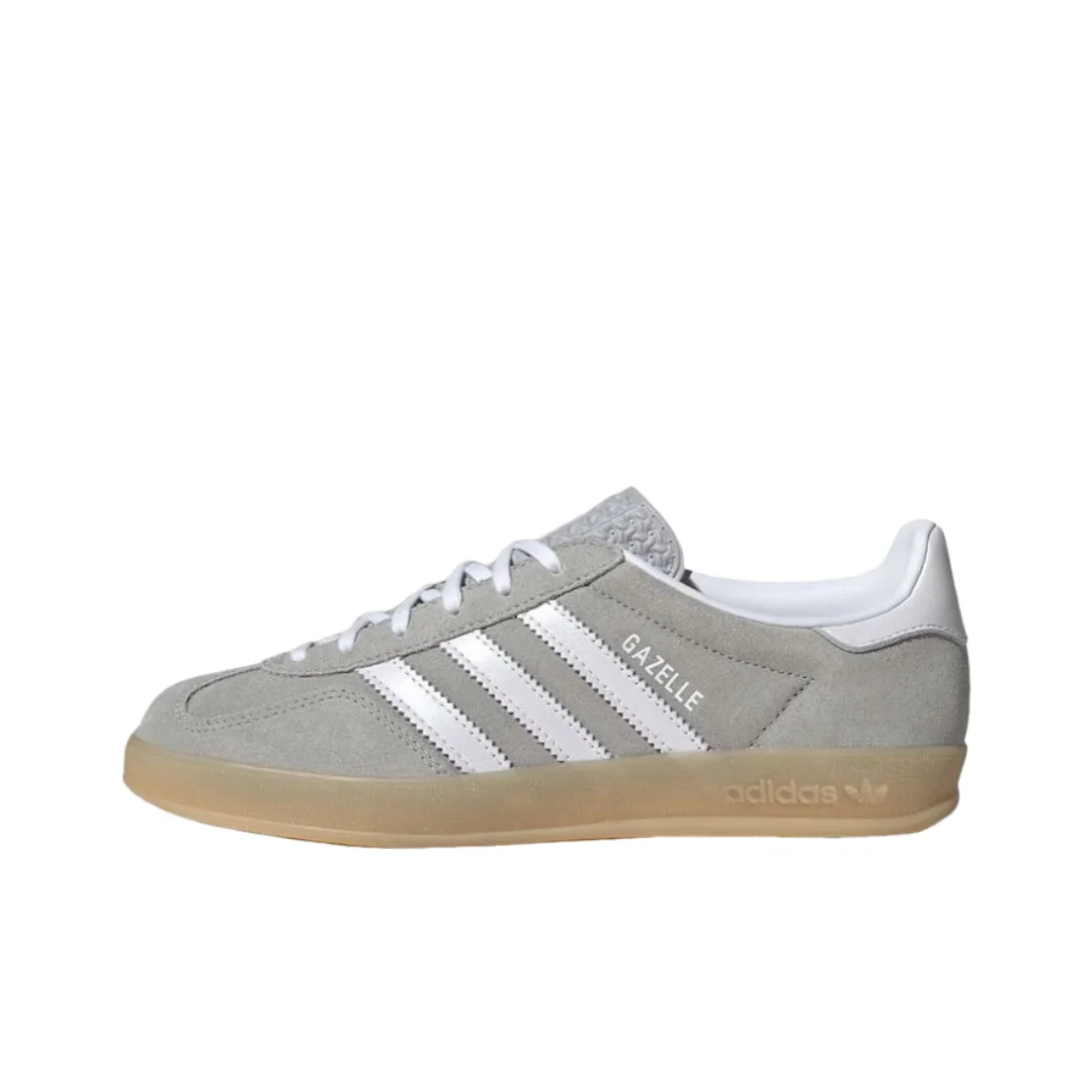 Adidas GAZELLE INDOOR W JQ7008 Originals Textile, Split Cow Leather Low Top Skateboard Shoes Gray Wear-Resistant T-Toe Sneakers