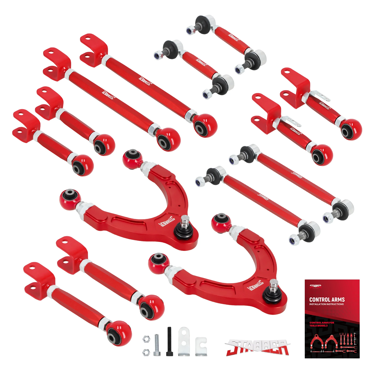 

14X Верхние передние рычаги подвески, задние развальные рычаги, поперечные тяги для Tesla Model 3 / Y 17+