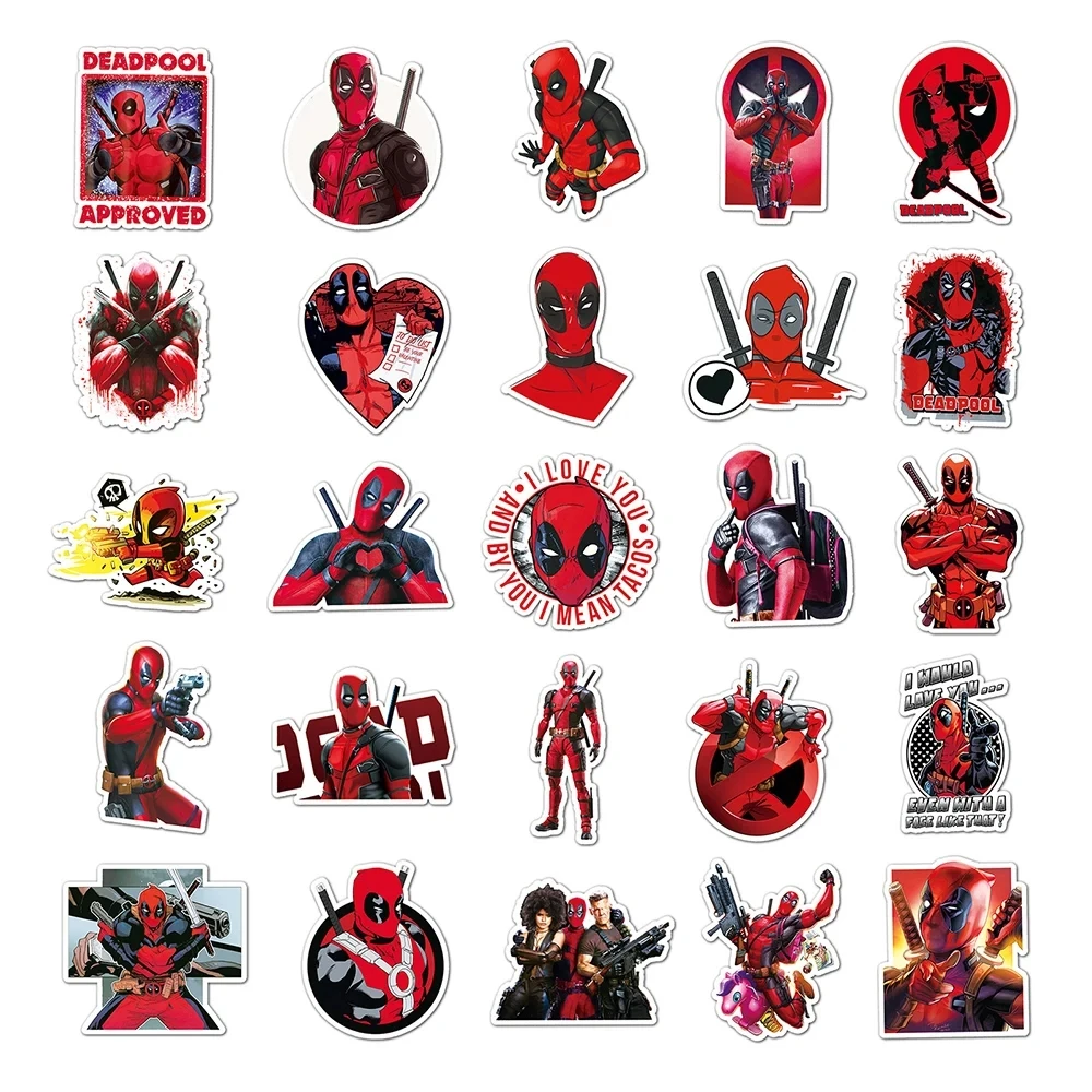 10/30/50PCS The Avengers Deadpool Stickers Anime Decals DIY Notebook Phone Laptop Skateboard Bike Decoration Waterproof Kids Toy