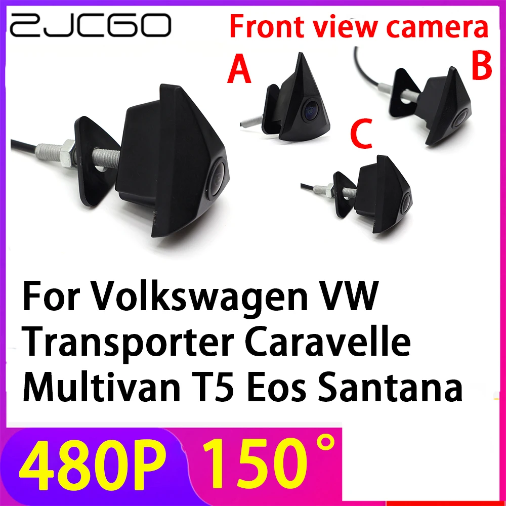 

ZJCGO 480P 150° LOGO Car Parking Front View Camera Waterproof for Volkswagen VW Transporter Caravelle Multivan T5 Eos Santana