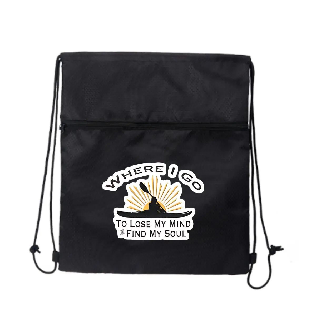 

Каякинг, где я холю, чтобы потерять моего разума и найти мою душу Каяк Солнце Графический Новый портативный рюкзак большой емкости на молнии с завязками