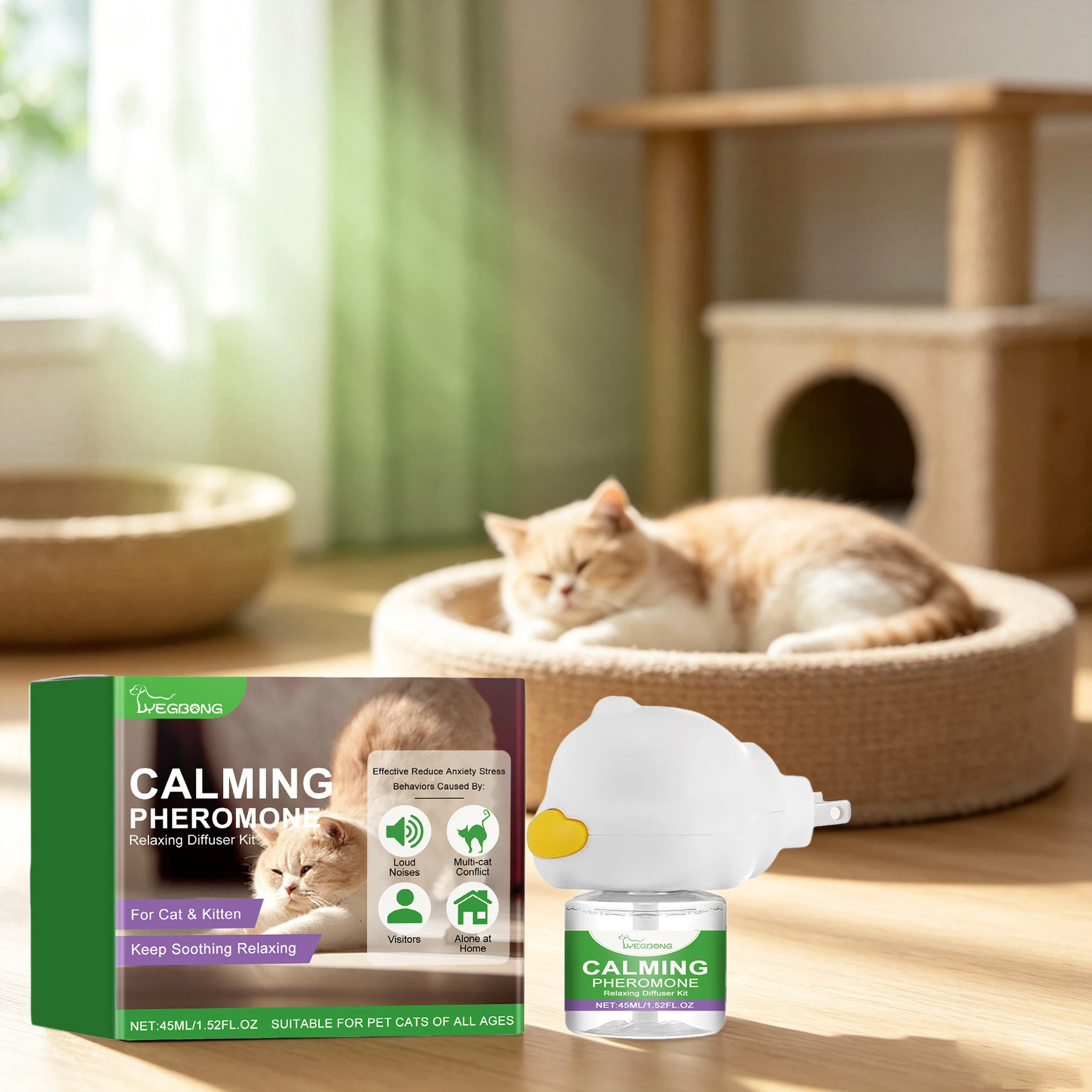 45ML Cat Mood Care Set Helps Reduce Stress & Noise-induced Anxiety Relief Discomfort Soothing Daily Cat Calming Care Set