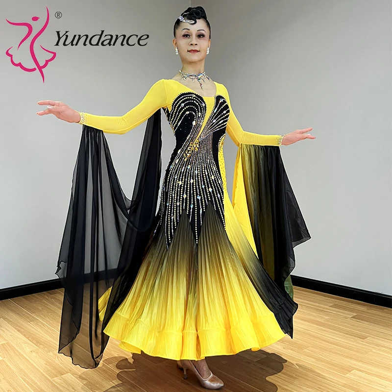 

B-25042 Custom International Standard Ballroom Dance Dress for Women Spandex/Polyester Stage Performance Wear Chiffon Fabric