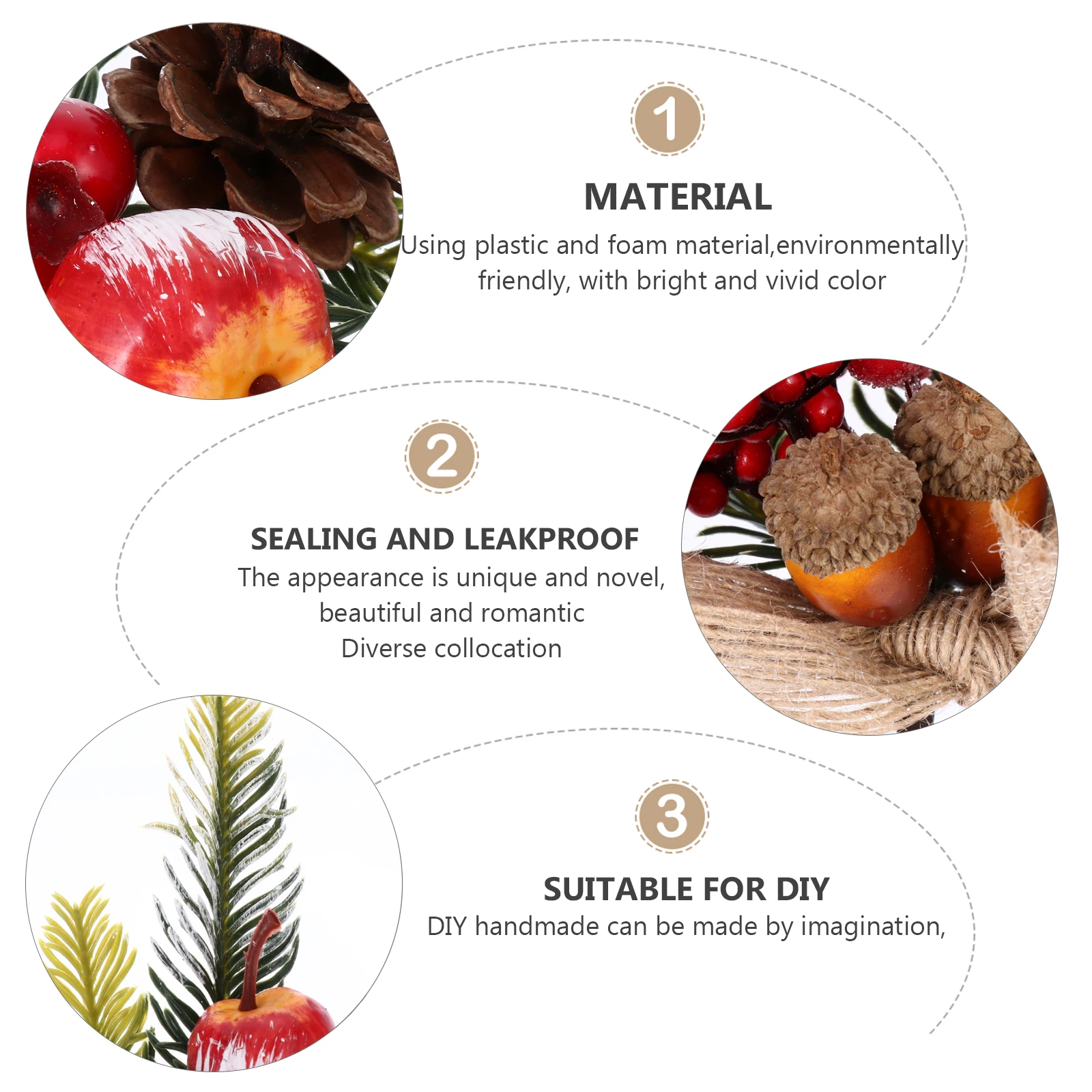 

8 Pcs Simulated Plant Fruit Branches Decor Supplies Decorations Pine Cones Christmas Red Berry Foam Xmas Berries Garlands