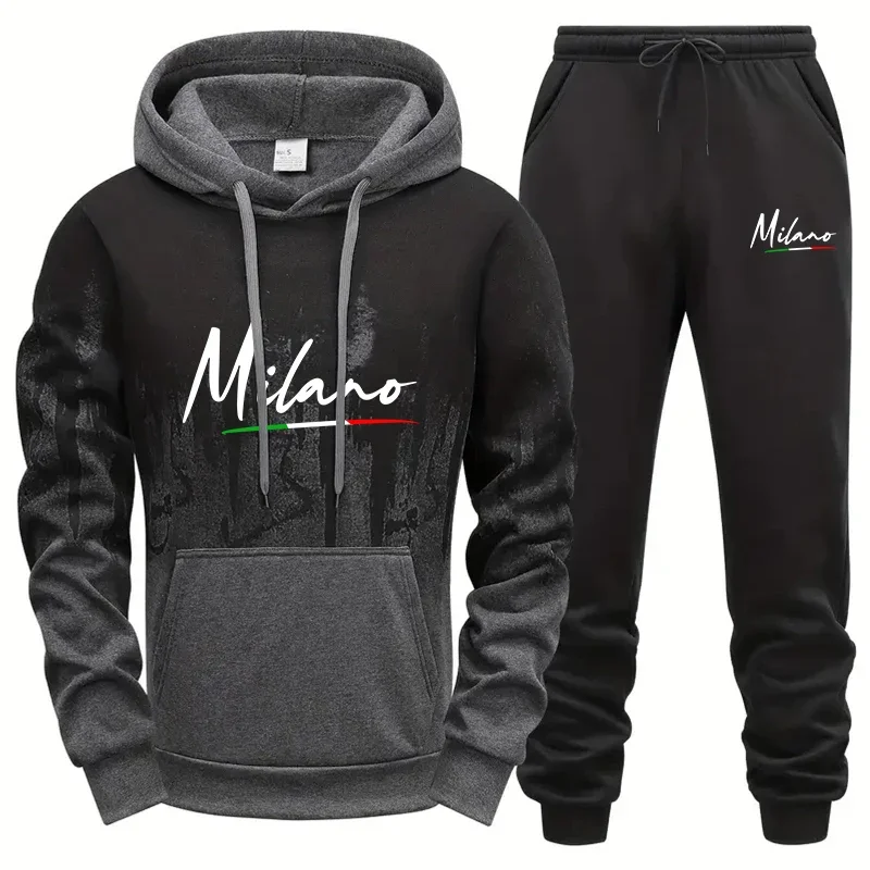 رجل رياضية طباعة سبلاش الحبر البلوز Sweatpants 2 قطعة مجموعات في الهواء الطلق الرياضة الركض ملابس رجالي هوديس غير رسمية ملابس رياضية