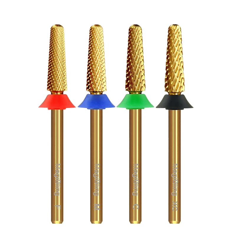 MagiBling Small Cone Tapered Tungsten Nail Drill Bits Left Right Hand False Nail Apply Soft Gel Remove Cuticle Gel Manicure Tool