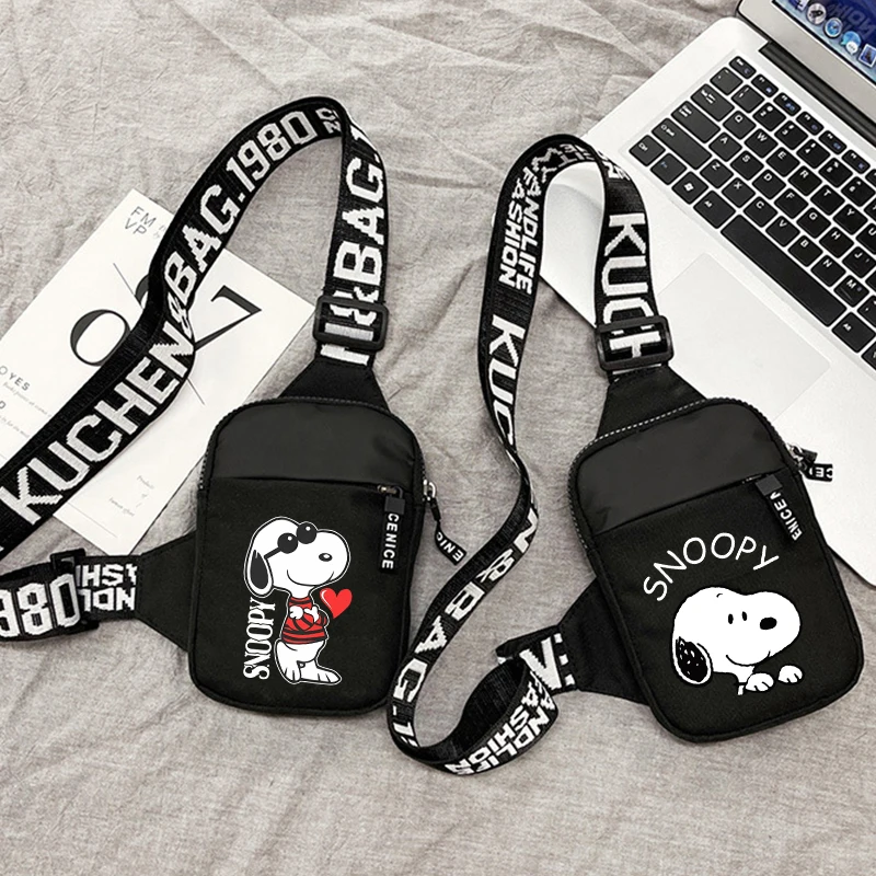 

Snoopys Chest Bag Boy Girl Cartoon Anime Shoulder Bags Fashion Large Capacity Portable Crossbody Case Phone Bag Handbag Gift Hot