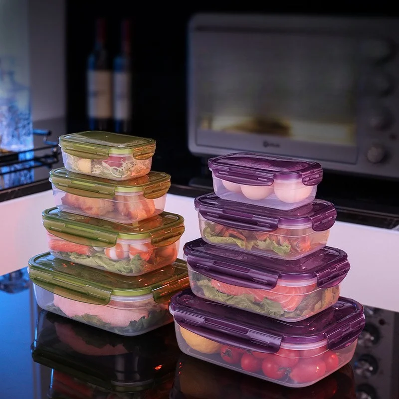 4pcs Plastic Food Storage Containers with Lids Microwave Safe Bento Box for Kitchen