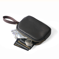 Man Genuine Leather Short Wallet Rfid Blocking Men Purse Zipper Hasp Chain Credit ID Cards Holder Coin Pocket Thin Wallets