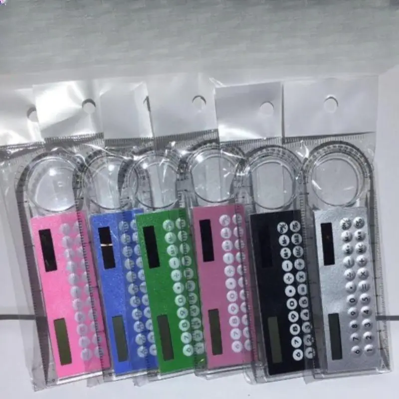 

Универсальный удобный многофункциональный мини-калькулятор-линейка на солнечной энергии с прозрачной панелью и лупой, школьные принадлежности для студентов и офиса