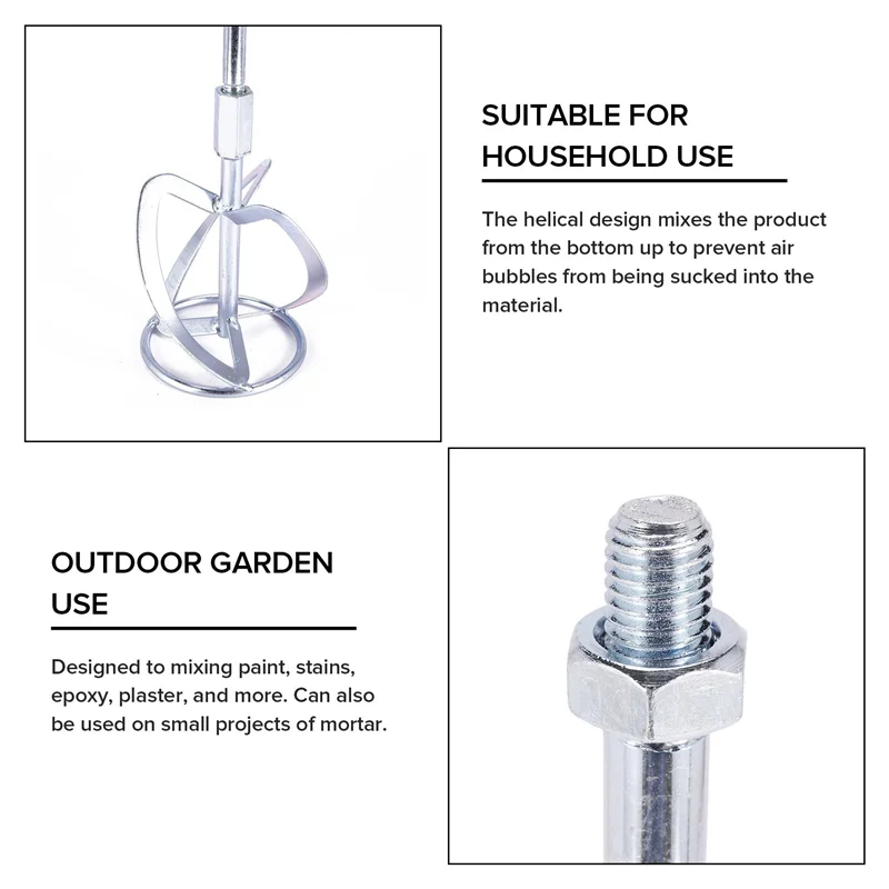 

A01M-Смеситель для краски и грязи Стержень для перемешивания дрели Смеситель для смешивания бетонного раствора, серебристый