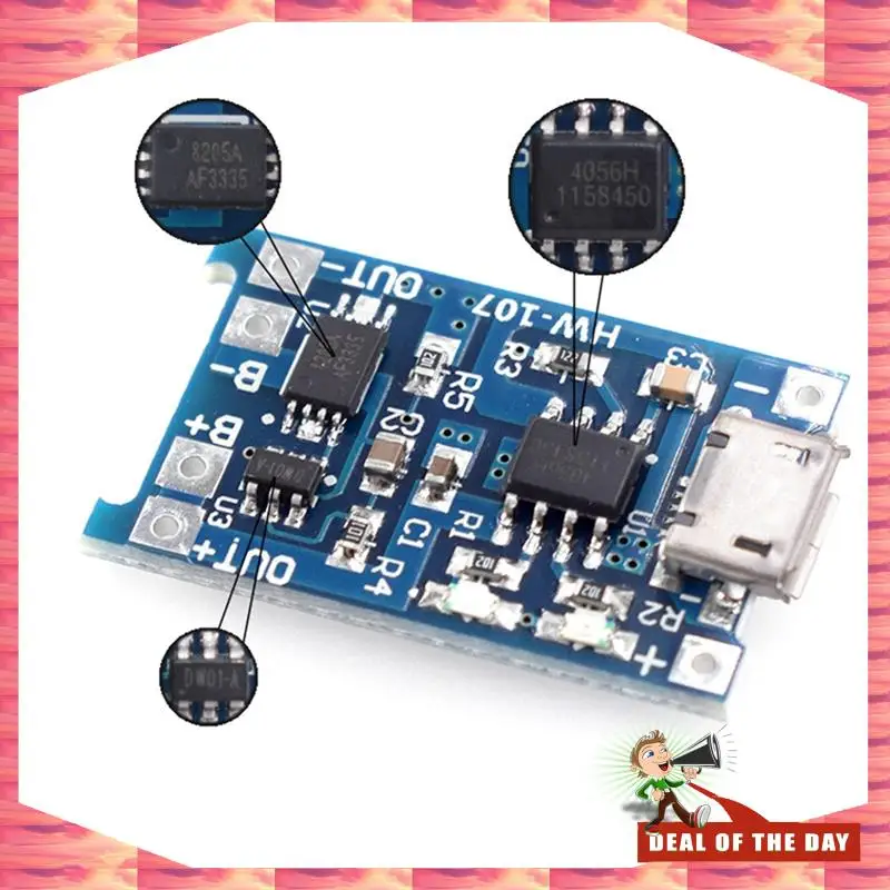 24-Hour Delivery 50 PCS TP4056 Micro-USB 18650 Lithium Battery Charging Board 5V 1A Charger Module Blue PCB