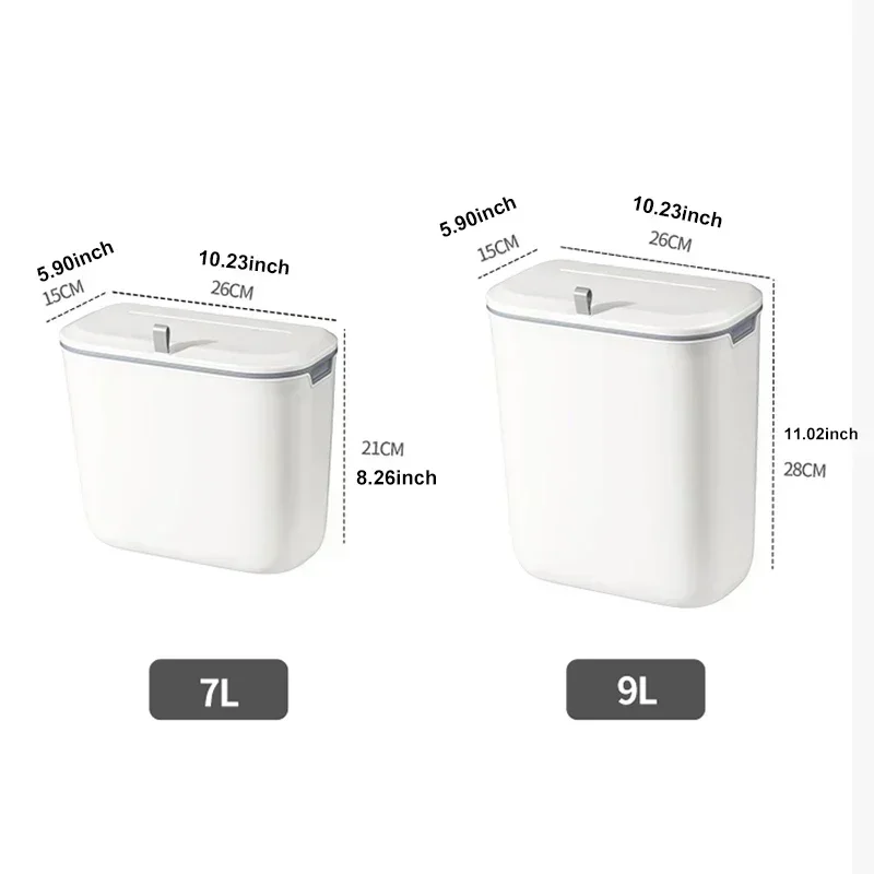 7/9L Bathroom Trash Can Wall Mounted Hanging Trash Bin With Lid Waterproof Narrow Seam Rubbish Bin Toilet Waste Garbage Bin