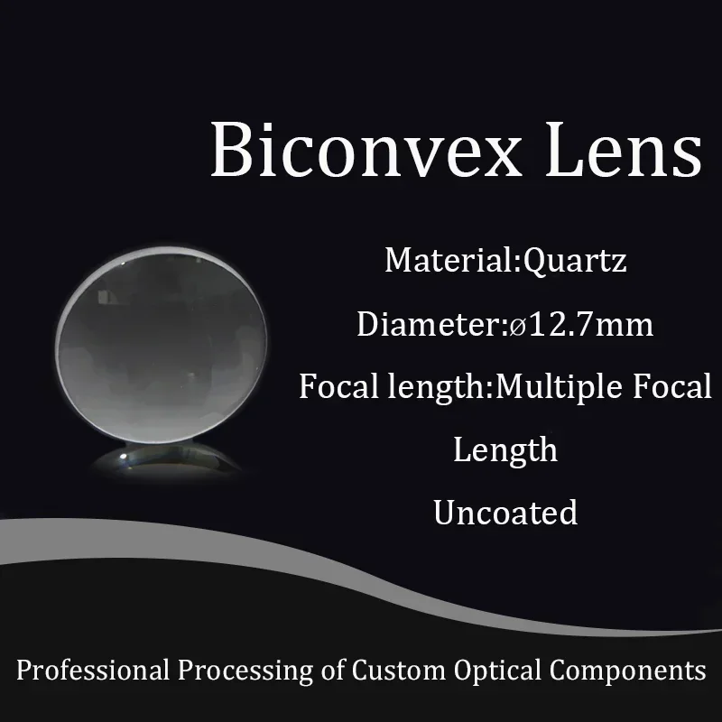 Quartz Material With 12.7mm Diameter Biconvex Lens Pure White Glass High Precision Focusing And Concentrating Material