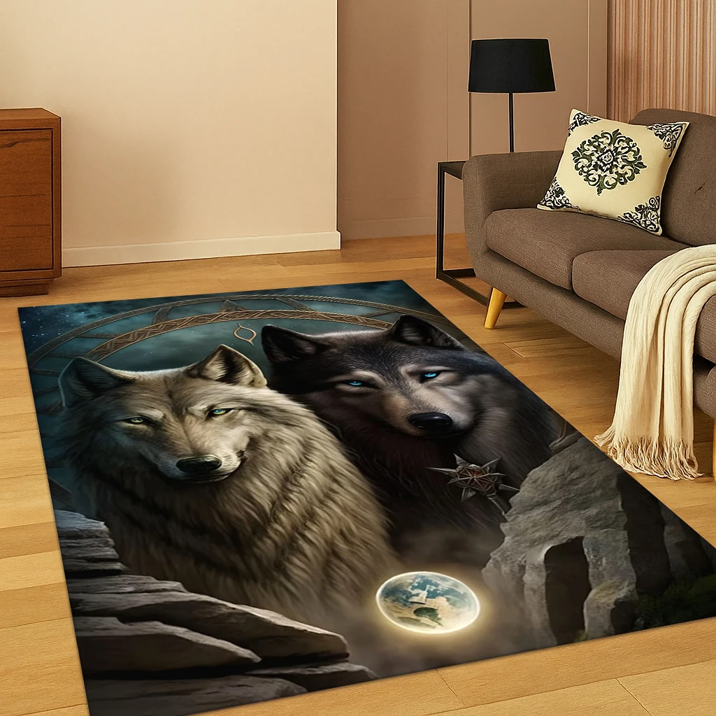 Odin Viking Symbol Valknut Nordic Valhalla Rune Carpet Rug for Living Room Bedroom Home Sofa Decoration,Area Rug Non-slip Mat