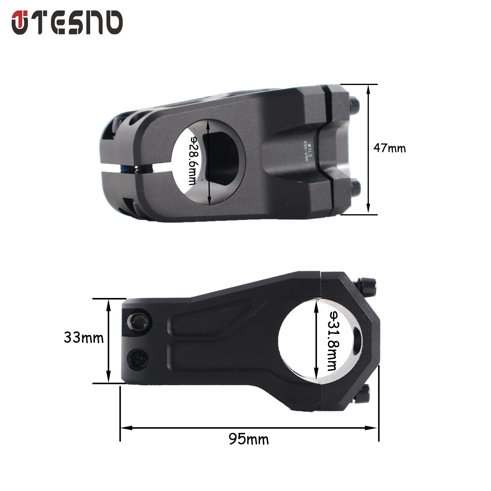 TESNO Bicycle Stem Road MTB Handlebar Stem31.8*28.6mm CNC Aluminum Alloy Bike Part High strength Short Handlebar Cycling