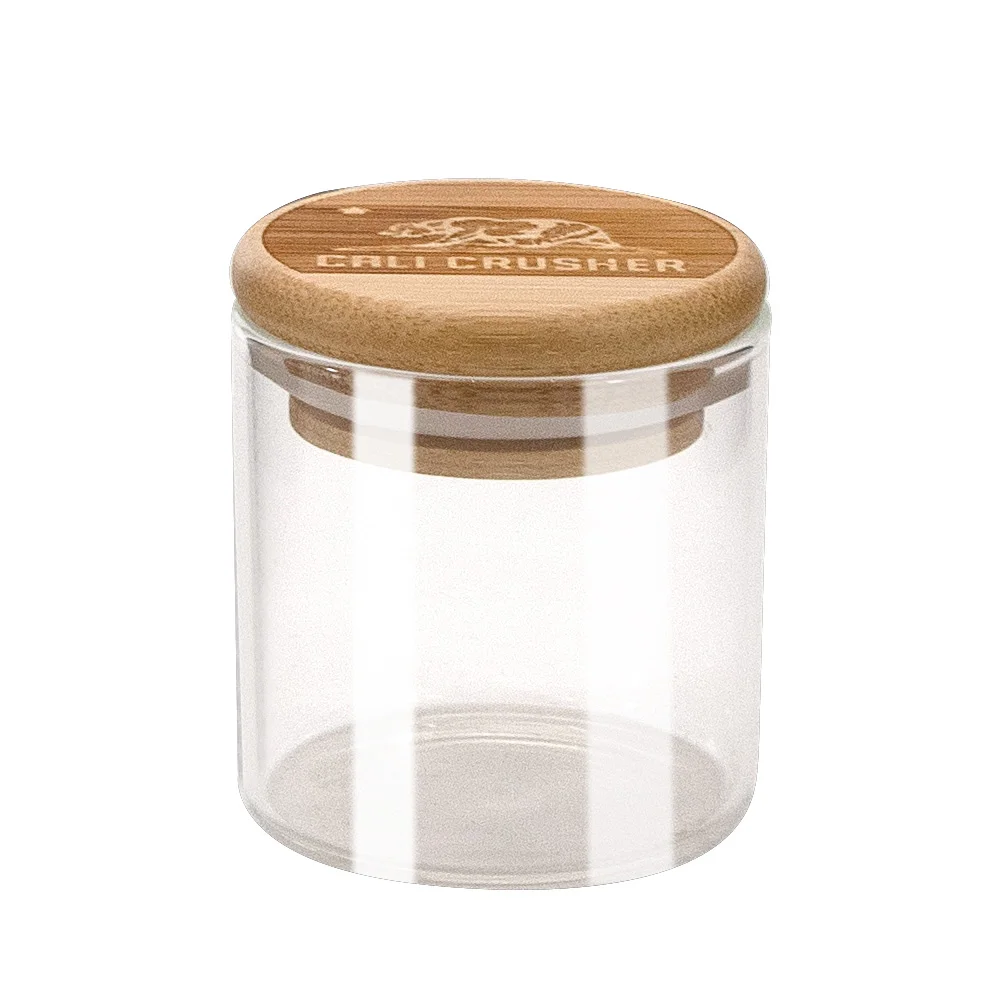 HORNETglass jar amboo Storage Container Stash Jar 125ML Big Volume Glass Storage Bottle Cans With Bamboo Lid Sealing Herb Coffee