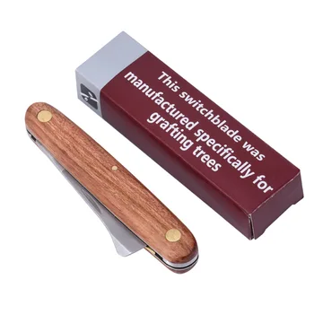 Outils de greffage couteau d'élagage de greffage pliable coupe de greffage de jardin professionnel outil de couteau à manche en bois en acier inoxydable