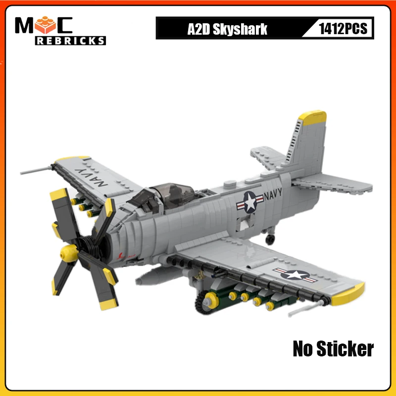 

WW II Military War A2D Skyshark Fighter MOC Building Blocks Airplane Model Diy Bricks Toys for Children XMAS Gifts