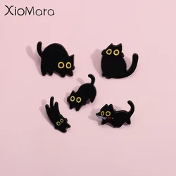 Cute Big Eyes Black Cat Enamel Pins Creative Punk Diablo Kitten Brooch Lapel Clothing Badges Cartoon Animal Jewelry Gift For Kid