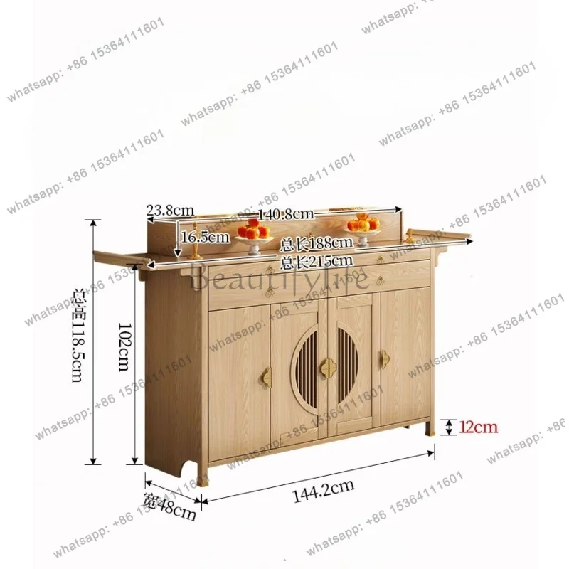 YJ Modern Luxury Solid Wood Buddhist Altar Table Home Shrine Cabinet for Buddha Statue Living Room Worship