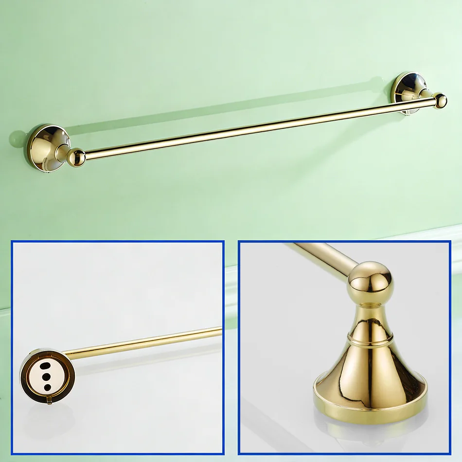 

Gold Towel Bar 55CM Brass Black White Chrome Antique Round Wall Mounted Bedroom Bathroom Bath Towel Holder Rail Storage Shelf