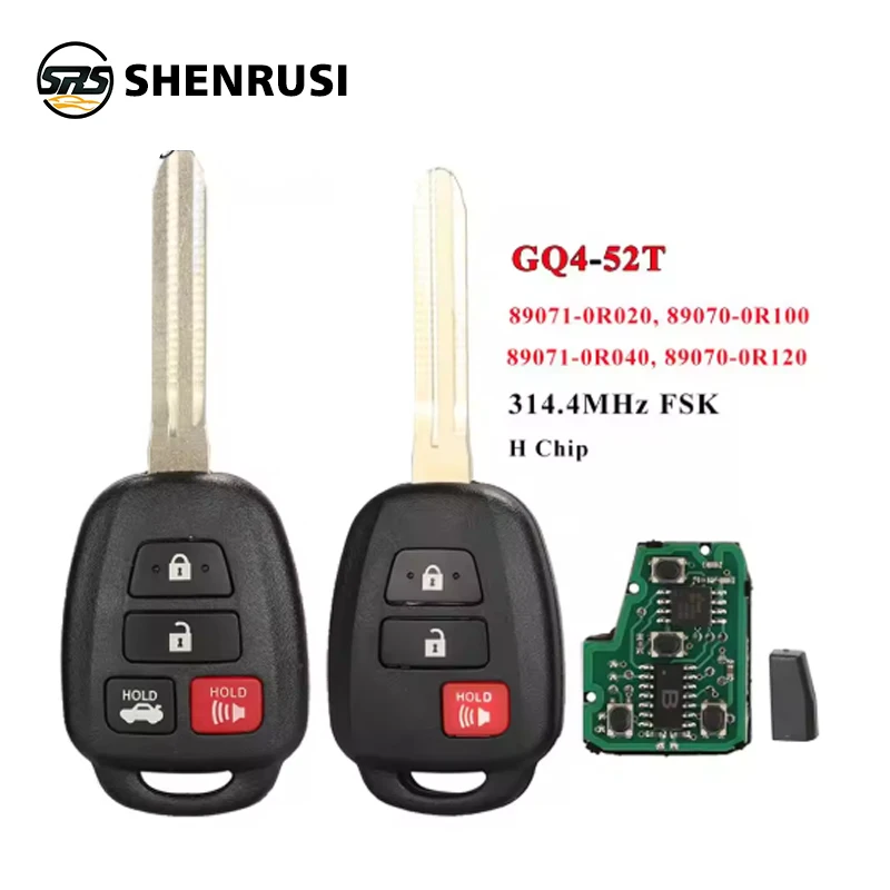 

Автомобильный ключ SHENRUSI с дистанционным управлением для Toyota RAV4 Highlander Sequoia Tundra Tacoma Fob 3 4 кнопки 314 МГц/315 МГц H чип GQ4-52T