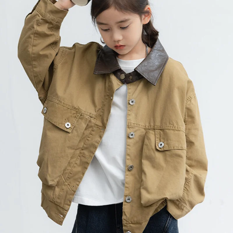 Kawaii فتاة بلوزات على الموضة طالب الربيع والخريف عادية الكرتون منتصف طول التلبيب سترة طويلة الأكمام معطف ملابس الأطفال