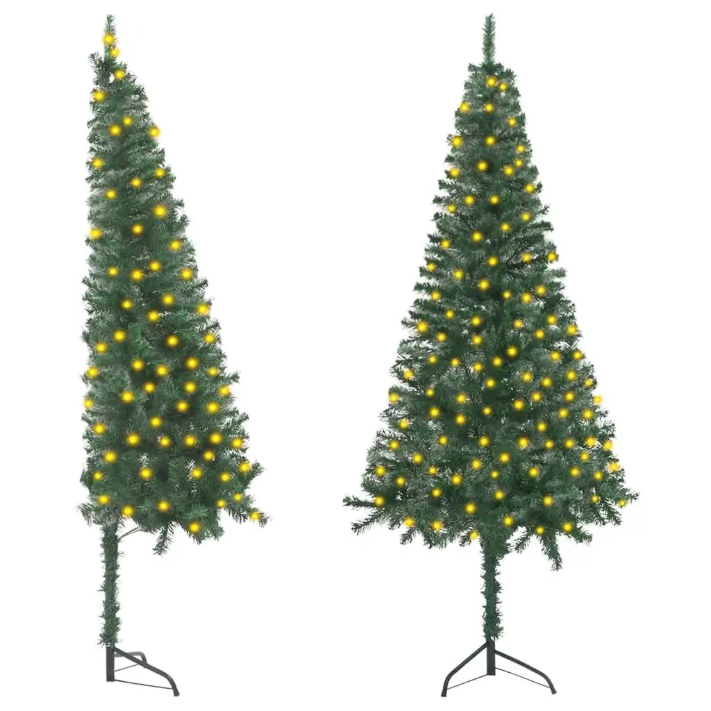 70.9 Corner Pre-Lit Green Artificial Christmas Tree - PVC Holiday Decor