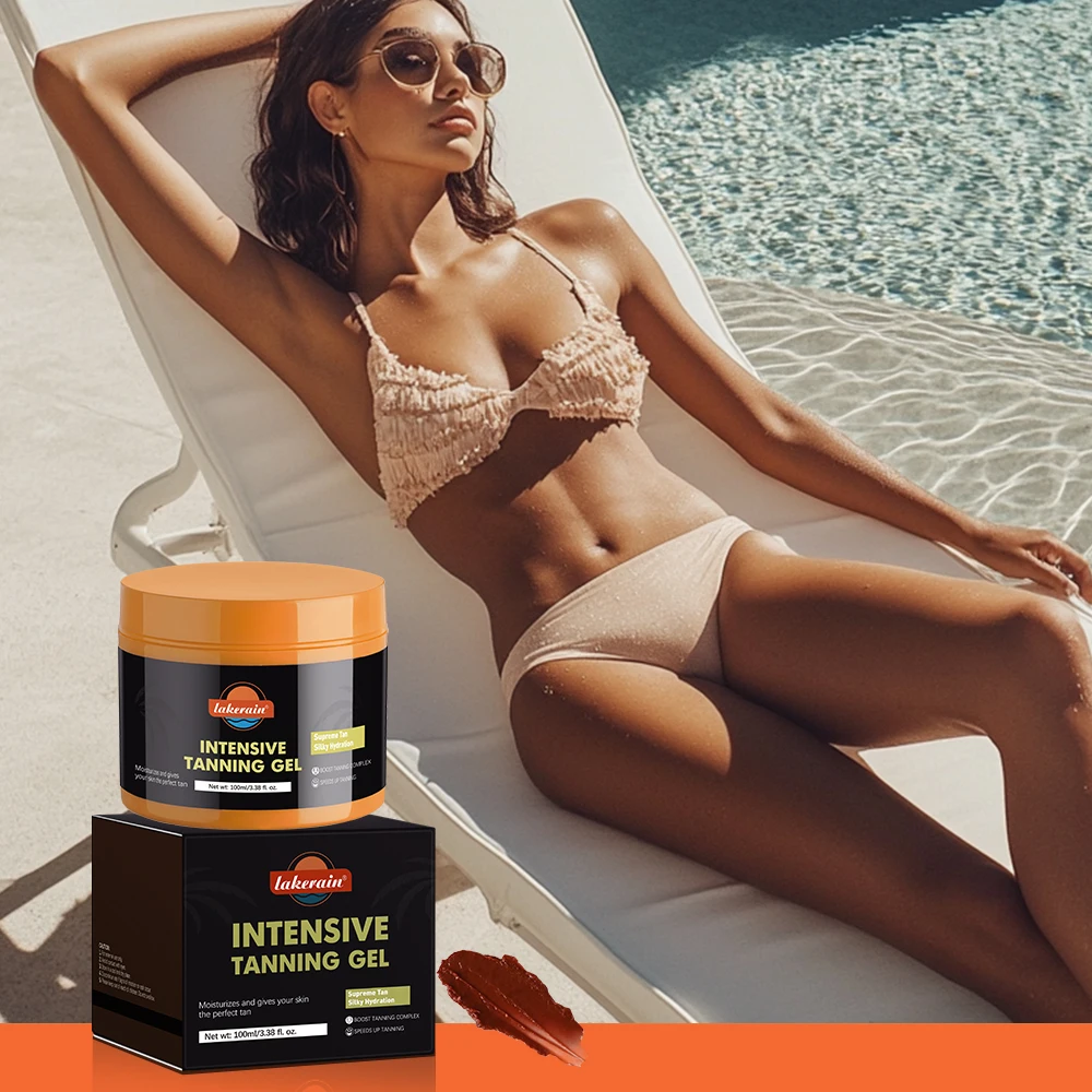 Intensive Tanning Gel Browning Tan Accelerator Non-Greasy Water-Resistant Coconut Oil Moisturizing Hydrating Body Tanner Makeup