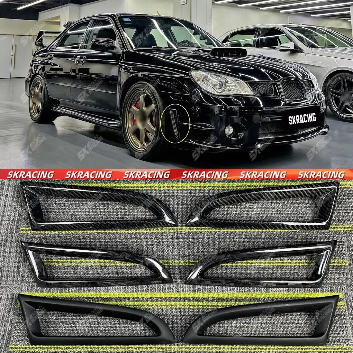 

For 2006-2007 Subaru Impreza WRX STi Carbon Fiber Front Bumper Side Scoops Vent