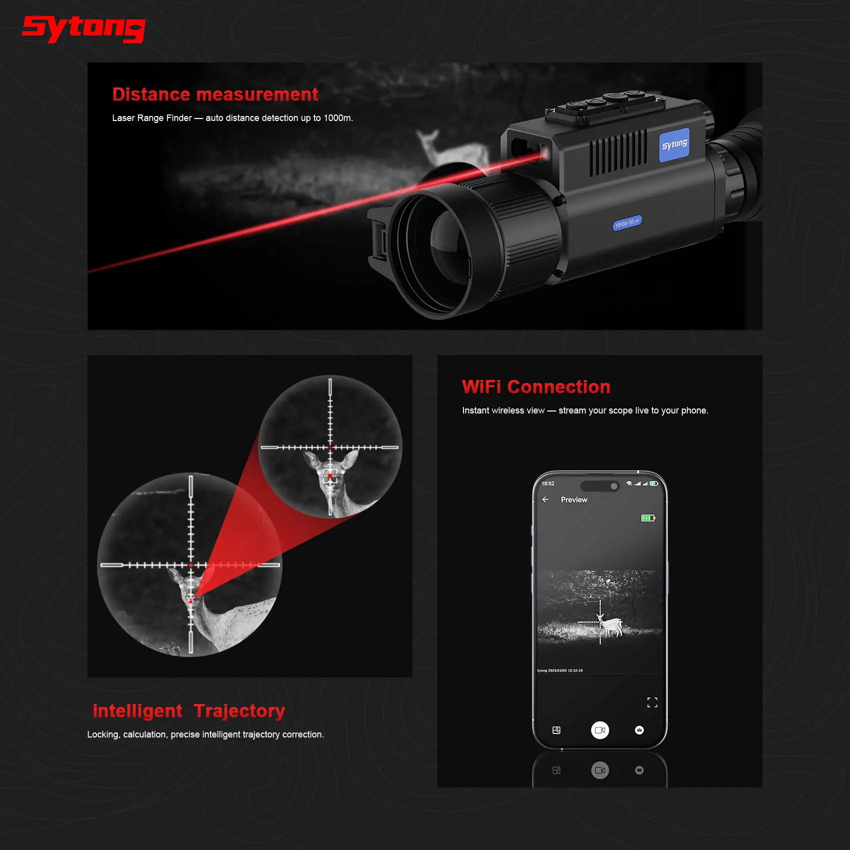 Sytong MM-06 LRF portée d'imagerie thermique 640x512 50mm lentille monoculaire thermique avec portée Laser trajectoire intelligente pour la chasse