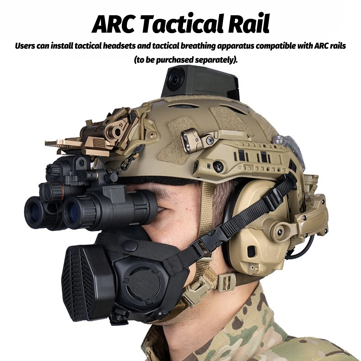مجموعة خوذة تكتيكية SF مع ضوء إشارة السكك الحديدية ARC، صندوق بطارية خفيف، مجموعة خوذات كرات الطلاء Airsoft المتكاملة #4