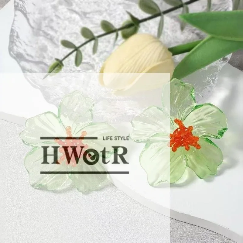 Trendy Colorful Acrylic Transparent Flower Earrings For Women Exaggerated Large Flower Earrings Party Jewelry Accessories