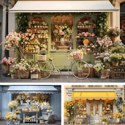 Mehofond Spring Photography Backdrop Green Easter Shop Floral Bicycle Decor Newborn Kids Birthday Portrait Photo Background Prop