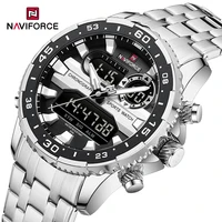 NAVIFORCE-reloj analógico de cuarzo para hombre, cronógrafo de pulsera con pantalla LCD, Digital, resistente al agua hasta 30m, luminoso, Original
