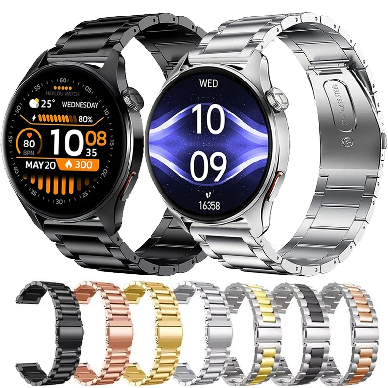 22 مللي متر حزام ساعة من الفولاذ المقاوم للصدأ لساعة Haylou 4S حزام معدني لـ Haylou Solar 5/Solar Ultra RS5 R8 S8 S6 RT2 PlusRT3 GST Lite