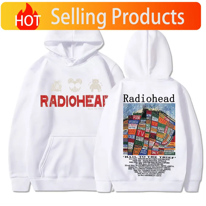 Sudadera con capucha con estampado vintage de Radiohead, ropa para hombre y mujer, sudadera con capucha de Hip Hop Rock Band Hail To The Thief, sudaderas con capucha del álbum de música