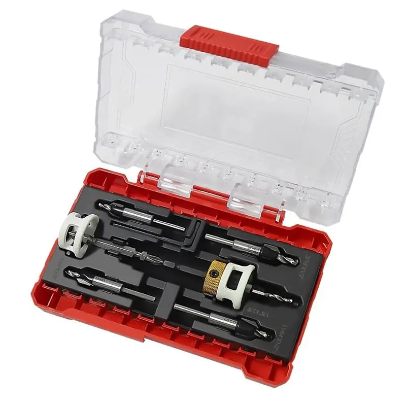 

TFTP-5Pcs Hex Shank Countersink Drill Bits Set With Low Friction Depth Stop,1/4 Inch Quick Change Hex Shank Countersink Drill